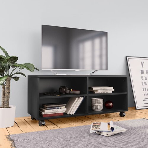 VidaXL TV ormarić s kotačima crni 90 x 35 x 35 cm od iverice Slike
