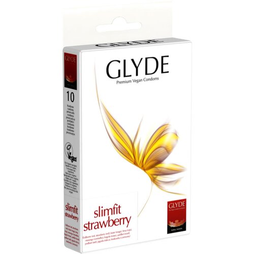 GLYDE Slimfit Strawberry - Premium Vegan Condoms 10 pack Cene