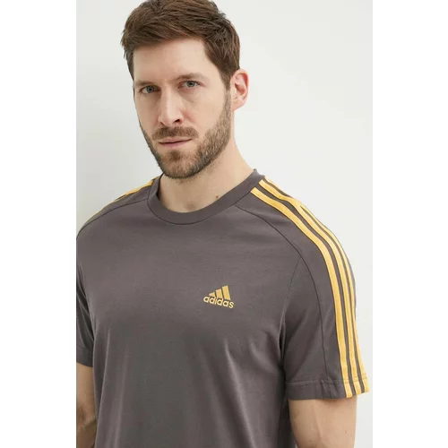Adidas Pamučna majica za muškarce, boja: siva, s aplikacijom, IS1334