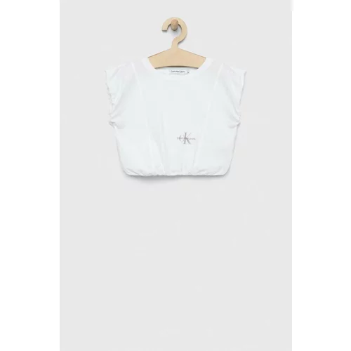 Calvin Klein Jeans Dječja pamučna majica kratkih rukava boja: bijela