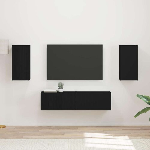  Komplet TV omaric 4 pcs Črna Konstruiran les, (5000132217) Cene