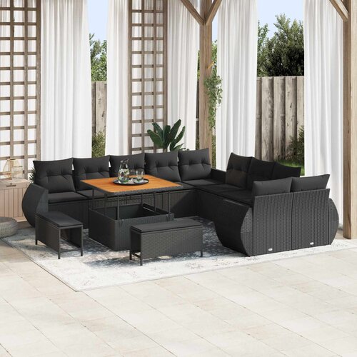  Sjedeća garnitura za vrt 13 kom. 13-Broj sjedala Crna 307 x 289 x 85 cm Slike