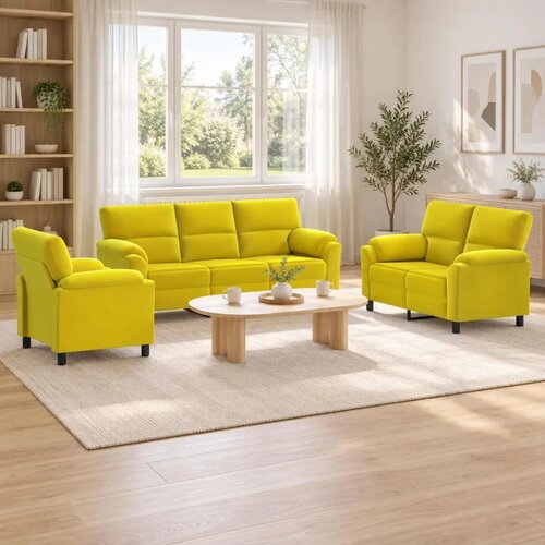  Set sofe 3 pcs Žuta Bar&scaron;un - Žuta 1-sjedalo + 2-sjedalo (120 cm) + 3-sjedalo Cijene