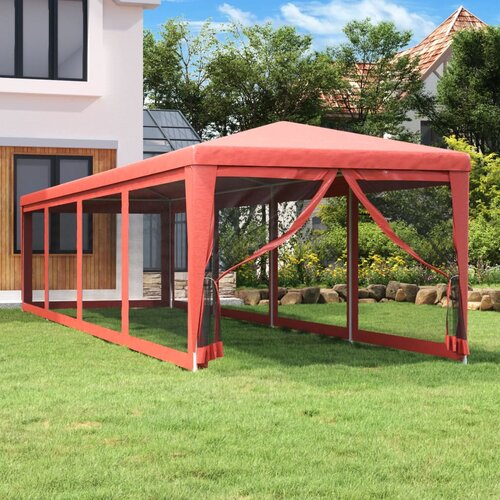 vidaXL Šator za zabave s 10 mrežastih bočnih zidova crveni 3x12 m HDPE Cene