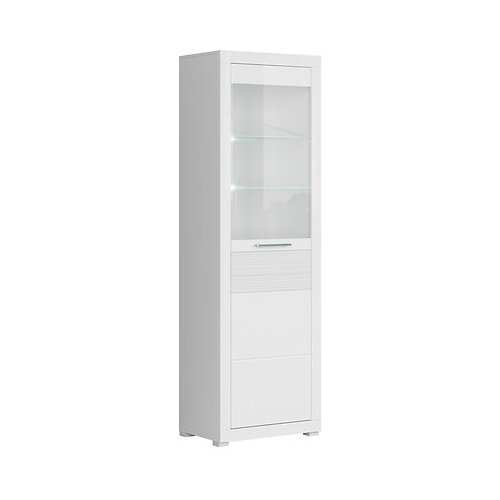 BRW VISOKA VITRINA FLAMES - BELA/BELA VISOK SIJAJ Slike