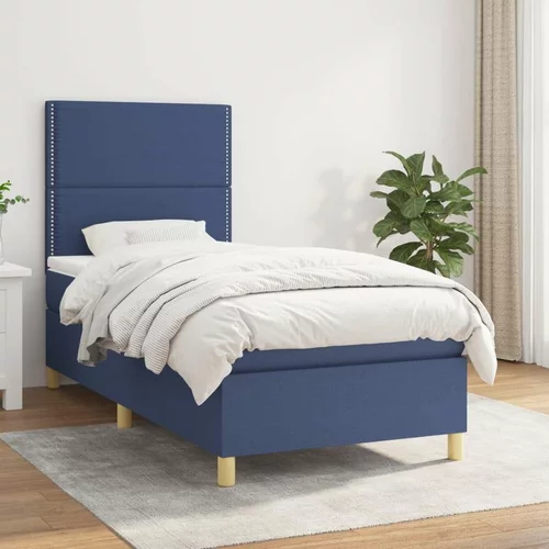  Box spring postelja z vzmetnico moder 80x200 cm blago, (20894344)