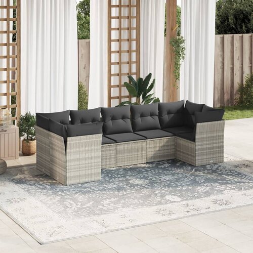 vidaXL 7-dijelni set vrtnih sofa svjetlosivi od poliratana Cijene