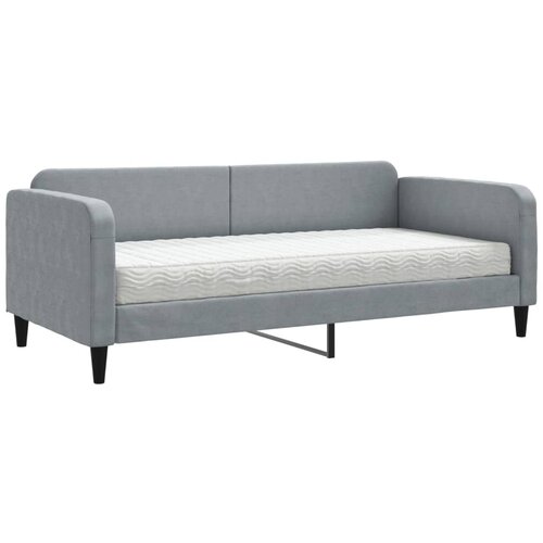 VidaXL Dnevna postelja z vzmetnico svetlo siva 90x200 cm blago, (20936668) Slike