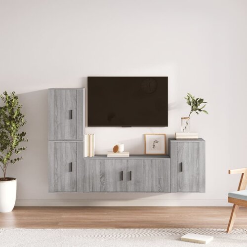 vidaXL 4-dijelni set TV ormarića sivog sonome konstruirano drvo Cene