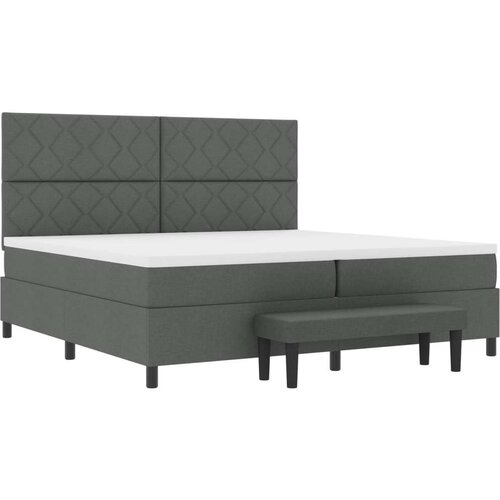 VidaXL Krevet s podnicom s madracem i klupom tamno siva 200x200 cm Slike