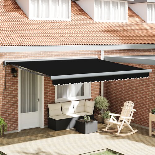 VidaXL Automatska uvlačiva tenda crna 400x300 cm, tenda zamjensko platno za okvir 4x3 m crna Slike
