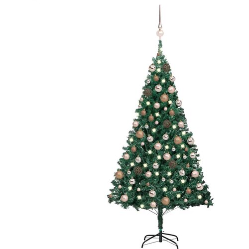  Umjetno osvijetljeno božićno drvce s kuglicama zeleno 150cm PVC Cene