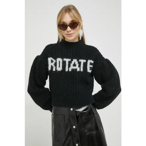 ROTATE Volnen pulover ženski, črna barva