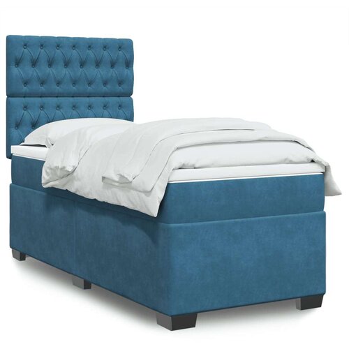 VidaXL box spring krevet s madracem plavi 100x200 cm bar&amp;scaron;unasti Slike