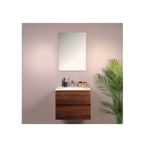 Hanah home Set kupaonskih ormarića s umivaonikom i ogledalom, 2 komada, smeđa Slike