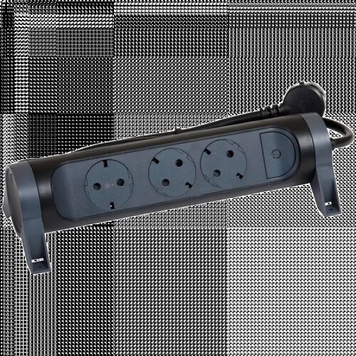 Legrand multi-outlet extension with 3 flush 2P+T sockets with schuko standard, 16A, 230V, 3680W. multi-outlet extension swivelling every 12&amp;deg; to the right or left compared to a horizontal installation. ( LN694528 ) Slike