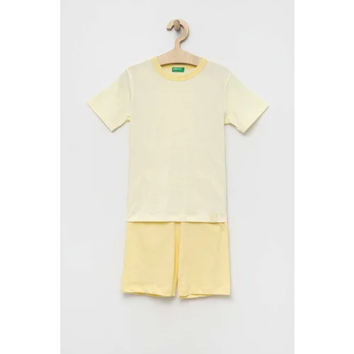 United Colors Of Benetton Dječja pamučna pidžama boja: žuta, glatka
