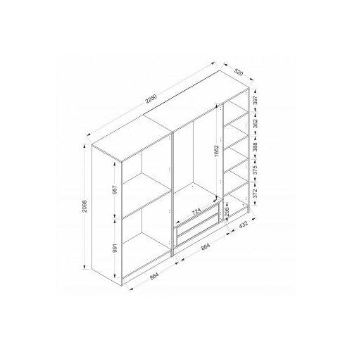 Hanah home Ormar Kale 225x210x52cm Crni Slike