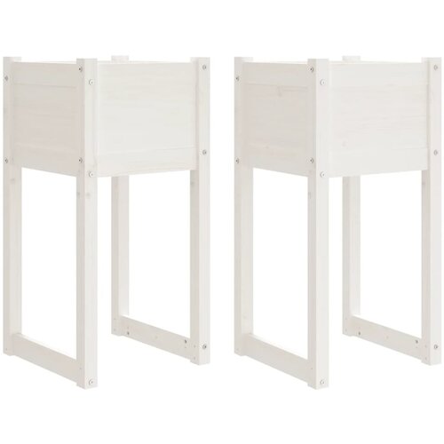Maison Chic Visoka greda - Greda - Cvetlični Lonec 2 kosa bela 40x40x81 cm trdna borovina, (21789934) Cene