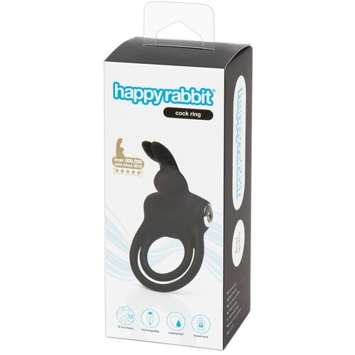 Happy Rabbit Cock - vodoodporen obroček za penis in moda, ki ga je mogoče ponovno napolniti (črn) Cene