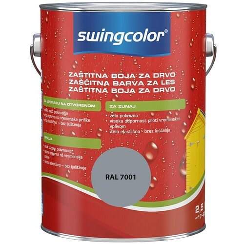 SWINGCOLOR Za&amp;scaron;čitna barva za les (Srebrno siva, Svilnati sijaj, 2,5 l) Slike