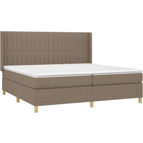  Krevet box spring s madracem LED smeđesivi 200x200 cm tkanina Slike