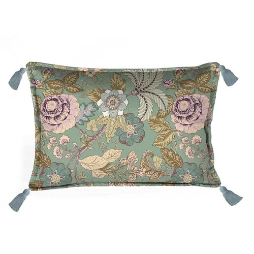 Velvet Atelier Zelena blazina Velvet Atelier Japanese Flowers, 50 x 35 cm Cene