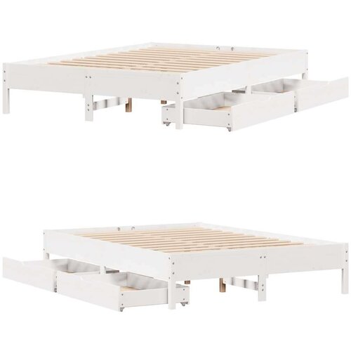 VidaXL Okvir kreveta bez madraca bijeli 150x200 cm od masivne borovine Slike