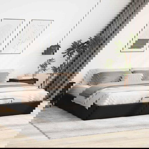 VidaXL Otomanski posteljni okvir brez vzmetnice črn 160x200 cm Slike