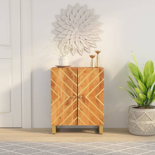 VidaXL Bočni ormarić smeđe-crni 60x33 5x75 cm od masivnog drva manga Slike