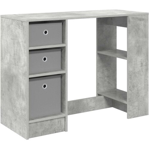  Stol s policom Betonski sivi 100 x 40 x 75 cm Konstruirano drvo Slike