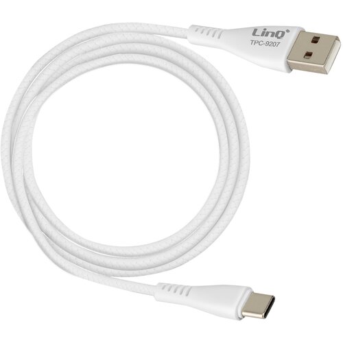 LINQ USB-USB-C kabel 15 W za polnjenje in prenos najlonske pletenice 1 m, Bela, (5000220119) Cene