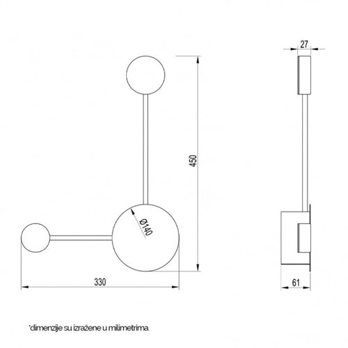 Vesta 472 zidna lampa 8W 3000K bruseno zlato 111668 Cene