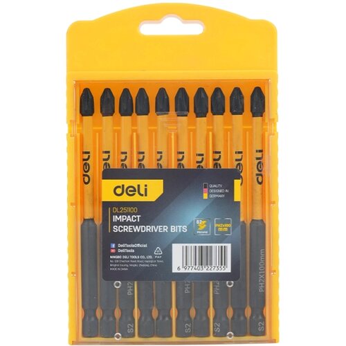  SET UMETAKA UDARNIH 10KOM PH2x100MM DELI EDL251100 Slike