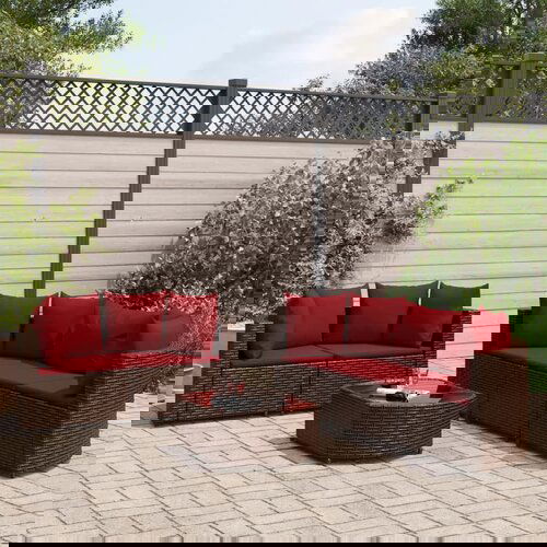 VidaXL 6-dijelni set vrtnih sofa od poliratana s jastucima smeđi Slike