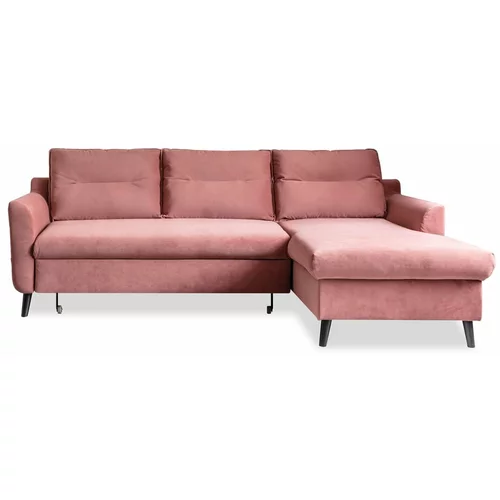 Miuform roza žametna kotna sedežna garnitura Stylish Stan, desni kot