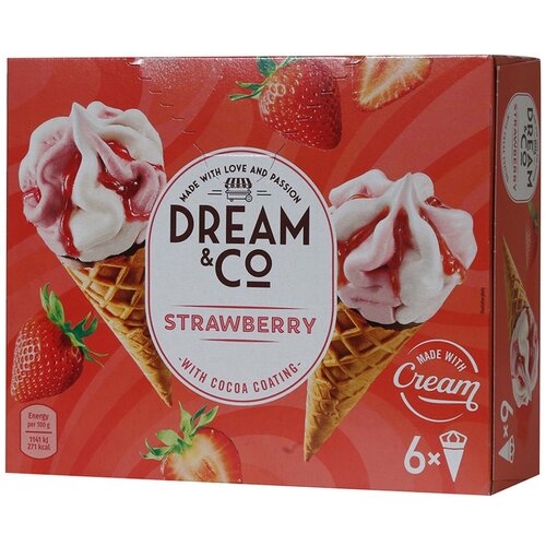  Sladoled DREAM&amp;amp;CO jagoda kornet 6x110ml Slike