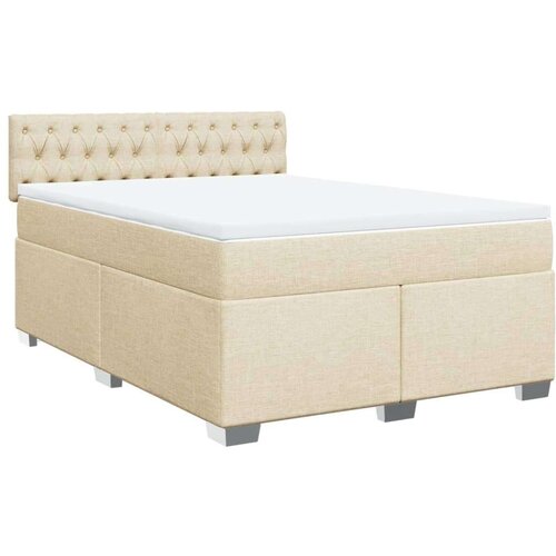 VidaXL Krevet s oprugama i madracem krem 140 x 190 cm od tkanine Slike