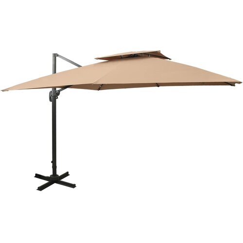  Konzolni vrtni suncobran s dvostrukim vrhom 300x300 cm taupe Cijene
