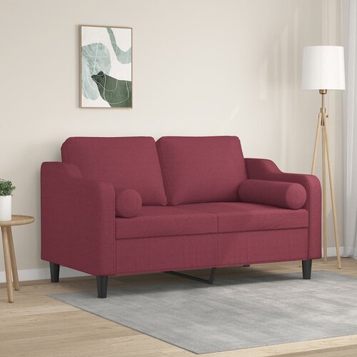 vidaXL kavč dvosed z blazinami vinsko rdeč 120 cm blago Cene
