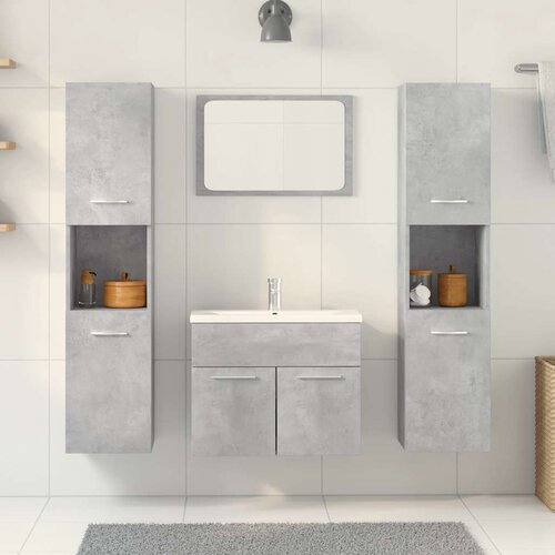  4-dijelni set kupaonskog namje&amp;scaron;taja siva boja betona drveni 60 x 38.5 x 46 cm Slike