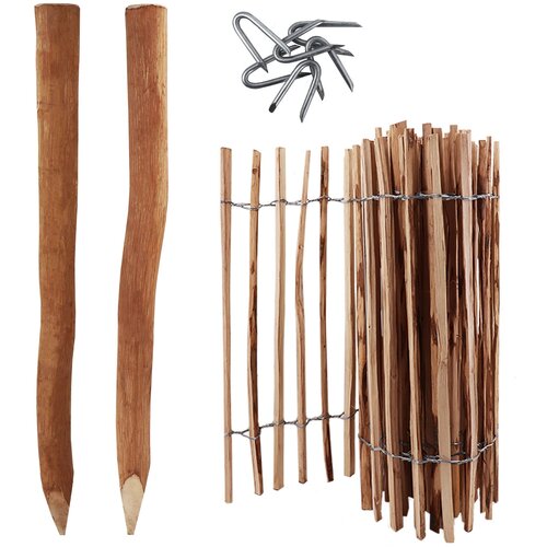Aquagart 5 m popoln komplet ograje za ograjo 80 cm visok razmik med letvami 4-6 cm s 5 lesenimi stebri dolžine 1,05 m in sponkami, (22073251) Cene