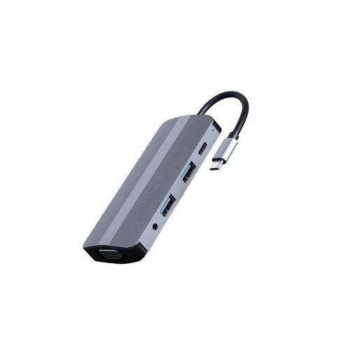 Docking station GEMBIRD USB adapter Type-C 8-in-1 multi-port adapter (Hub + HDMI + VGA + PD + card reader + stereo audio), A-CM-COMBO8-02 Slike