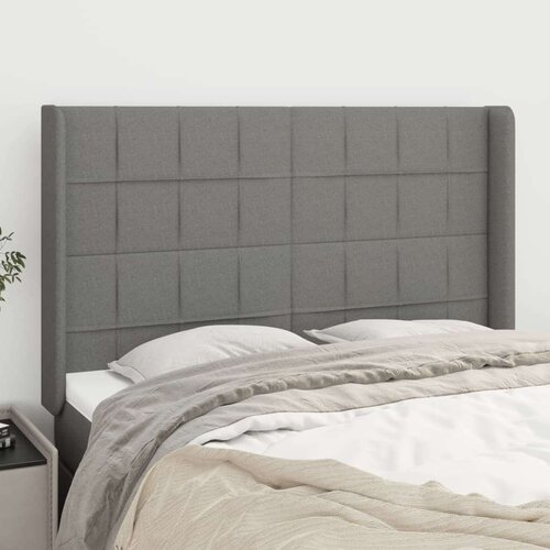  Vzglavje z u&amp;scaron;esi temno sivo 147x16x118/128 cm blago, (20792896) Slike