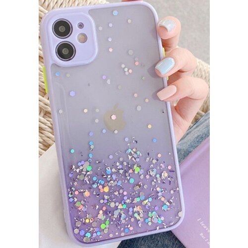 MCTK6 iphone 12 pro furtrola 3D sparkling star silicone purple Slike