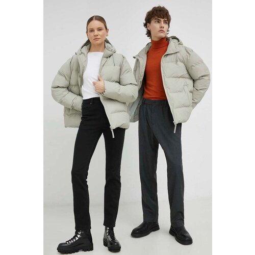 Rains Jakna 15060 puffer jacket boja: zelena, za zimu Slike
