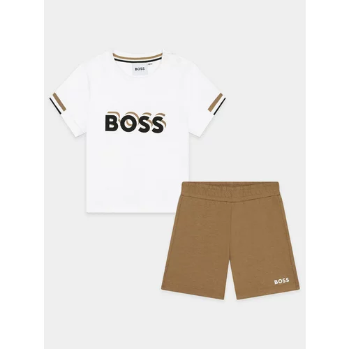 Boss Komplet majica in kratke hlače J50624 M Bež Regular Fit