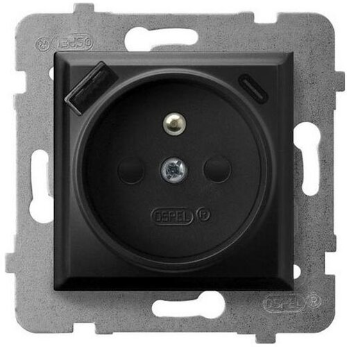  Ospel - Zidna utičnica bez okvira 230V + 1xUSB-A + 1xUSB-C ARIA crna Slike