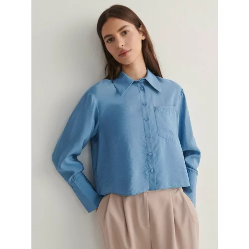 Reserved srajca iz sijoče tkanine - modra