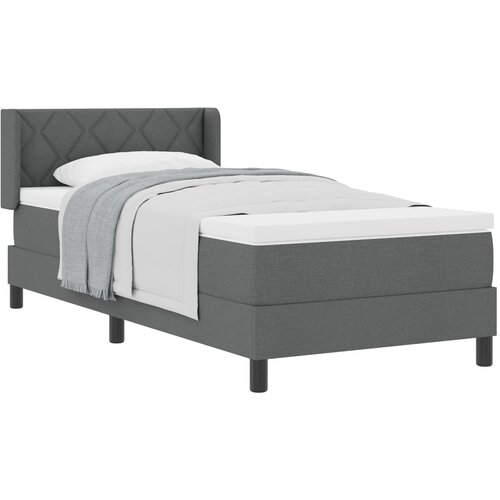 VidaXL krevet s opružnom podlogom tamno sive boje 90x200 cm, uzglavlje s dijamantskim blokovima tamno sivo 90 cm Slike